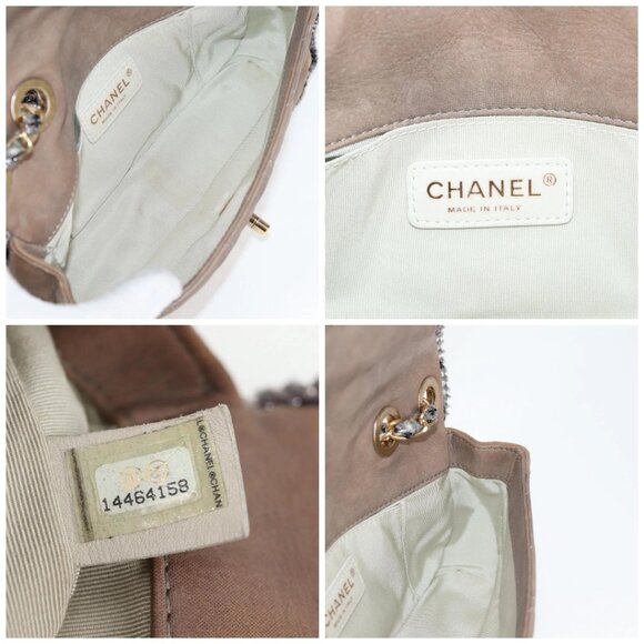 CHANEL Matelasse Chain Shoulder Bag Coated Canvas Beige CC Auth 118136A - Picture 15 of 16